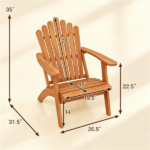 Natural Finish Adirondack Furniture Set of 2 Chairs & 1 Side Table, Heavy Duty 400LBS Capacity Outdoor Bistro Set for Backyard - Image 6