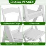 Replacement 15868578 4 Pack Folding Chairs, Resin Chairs with Padded Seat, Comfortable Event Chairs Indoor Outdoor for Home Event Party Picnic School Wedding, White - Image 24