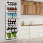 6-Tier Over the Door Pantry Organizer, Large Metal Door Spice Rack, Hanging Heavy-Duty Pantry Door Storage Shelf 10LBS Loading Easy Install Behind Door Storagefor Kitchen and Bathroom, White - Image 2