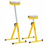 2-Pack Heavy Duty Metal Folding Roller Stand with Edge Guides Portable Woodworking Support - Yellow - Image 2