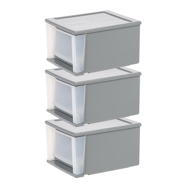 dc707efe-d69d-47a4-ae56-b832cb110920.png 17 Qt Medium Plastic Drawers, Under Bed Storage Bins, Stackable, Modular 3Pk - Image 1