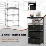 3-Drawer Fabric Storage Cabinet - Removable Foldable Drawers, Industrial Wood Top, Metal Frame with Anti-Tipping Kits (Rustic Brown/Black) - Image 5