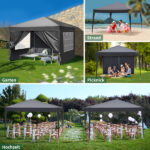 10x10ft Outdoor Pop Up Canopy, Portable Instant Canopy Tent with 4 Sidewalls for Outdoor Events Party Wedding Birthday Graduation, Dark Grey - Image 13