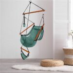 Oxford Cloth Hardwood With Cup Holder Wooden Stick Perforated 100kg Seaside Courtyard Oxford Cloth Hanging Chair Green - Image 4