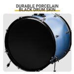 Full Size Adult Drum Set 5-Piece Blue with Bass Drum, two Tom Drum, Snare Drum, Floor Tom, 16" Ride Cymbal, 14" Hi-hat Cymbals, Stool, Drum Pedal, Sticks - Image 6