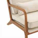 Same Code 16753613 Oak Armrest Oak Upholstered Single Lounge Chair Indoor Lounge Chair Off-White - Image 9