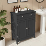 Black particleboard with melamine veneer, 60*30*80cm, double doors, single drawer, bathroom vanity - Image 10