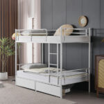 Same Code 71558202 Twin Over Twin Convertible Bunk Bed with 2 Storage Drawers, Metal Bunk Bed Can be Divided Into Two Daybeds, White - Image 7
