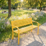 47in PVC Mesh Backrest Iron Bench Yellow - Image 7