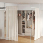Drill-Free L-Shaped Room Divider Curtain Rod, Adjustable 28"-142"W x 4-10 ft H Heavy-Duty Partition Rod- White - Image 3