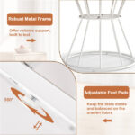 Natural 47" Round Dining Table , Family-Sized for 4-6 People, Hourglass Metal Base & Curved Tabletop - Image 6