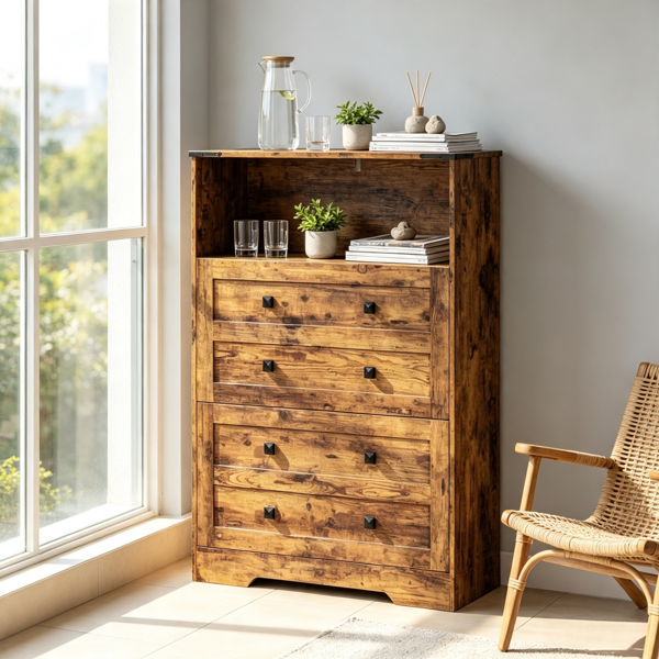 Rustic Brown Narrow Shoe Storage Cabinet – 2 Flip Drawers Design, Space-Saving Shoe Rack