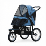 Blue 3-Wheel Pet Stroller – for Small & Medium Dogs, Adjustable Canopy, Safety Tether, Storage Basket - Image 3