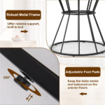 Brown 47" Round Dining Table , Family-Sized for 4-6 People, Hourglass Metal Base & Curved Tabletop - Image 6