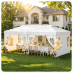 10x20ft Pop Up Canopy Tent with Detachable Sidewalls, 3-Level Adjustable Height Heavy Duty Metal Frame Outdoor Party Gazebo Waterproof 210D Oxford Fabric with Sandbags Stakes Wind Ropes for Wedding Market Camping White - Image 6