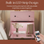 20.7" Wide Pink Robot LED Nightstand with 360° Rotating Drawer - Modern End Table - Image 10