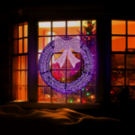 36in Pre-lit Outdoor Christmas Wreath Decoration, Lighted Metal Wreath with Purple Bow, Remote Control LED Lights with Timer, for Front Door Gate Wall Indoor Outdoor Holiday Party - Image 9