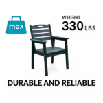 HDPE Outdoor Terrace Dining Chair Set, low maintenance - for gardens, backyards and decks - Black (backrest) - Image 3