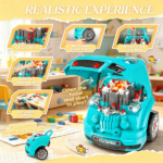 Teal Kids Mechanic Truck Engine Toy Set: Interactive Car Service Play Set for Toddlers - Image 8