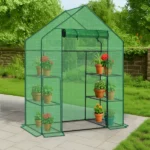 Mini Walk-In Greenhouse with PE Cover, 4-Shelf Indoor Outdoor Garden Plant Shelves, Zippered Roll-Up Door, 56"x29"x77" (Shipment from Walmart) - Image 6