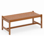 44" Teak Oil Hardwood Backless Outdoor Bench, 530 LBS Load Capacity Patio Dining Bench