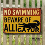 CIFbuy Vintage No Swimming Beware Of Alligator Sign, 8x12 Inch Metal Wall Art, Yellow Red Iron Plaque With Black Alligator Illustration TikTok, TikTok, tion Self-pickup Logiopics - Image 5