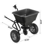 Tow Behind Broadcast Spreader, 110LBS Capacity, Tow/Push Garden Spreader with 10 Adjustable Setting, Lawn Spreaders for Seed, Fertilizer, Salt, Ice Melt - Image 4