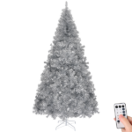 Replace 31778252 6 FT Pre-lit Artificial Christmas Tree, Hinged Xmas Pine Tree with 900 Branch Tips, 300 Lights and Remote Control for Holiday Party Office Home, Silver - Image 6