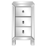 Modern and Contemporary Mirrored 3-Drawers Nightstand Bedside Table - Image 17