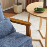 Mid-Century Oak Accent Chair - Deep Navy Blue Chenille Upholstered Single Lounge Chair, Sturdy Wood Frame Indoor Armchair (330LBS Weight Capacity) - Image 23