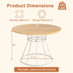 Natural 47" Round Dining Table , Family-Sized for 4-6 People, Hourglass Metal Base & Curved Tabletop - Image 5