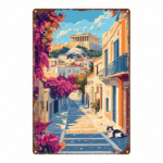 CIFbuy Vintage Greek Athens Street Scene Metal Sign 8x12 Inch, Distressed Retro Tin Painting Wall Art For Home Office Gym Bedroom Decor TikTok, TikTok, etro Self-pickup Logiopics - Image 6