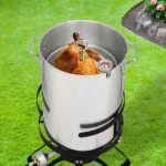 13*32inch Four-Piece Set, Black Round Iron Stove Frame, Silver Aluminum 30qt Turkey Pot 10qt Fish Pot, Gas Fryer - Image 47