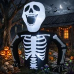 6ft Half-Skull Inflatable Decoration with 3 LED Lights, Black and White, 1000mA, 12V (US Standard) - Image 9