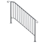 Handrails for Outdoor Steps, Iron Handrail Fits 4 Step, Transitional Handrail with Installation Kit, Silver
