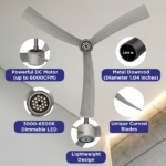 52 Inch Ceiling Fans with Lights Led Remote Control Low Profile Flush Mount for Living Room Bedroom Outdoor Patio,DC Motor,Reversible,Dimmable,Buzzer ON/Off, 3D-I3[Unable ship on weekends, TK/TEMU only for pickup, only TX10643 warehouse supports GOFO] - Image 9