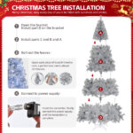 8 FT Pre-lit Artificial Christmas Tree, Hinged Xmas Pine Tree with 1350 Branch Tips, 500 Lights and Remote Control for Holiday Party Office Home, Silver - Image 13