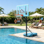 Adjustable Height Portable Basketball Hoop Stand 36.5-48.5 Inch Poolside System with Clear Backboard And Fillable Base for Whole Family - Blue Black Red - Image 7