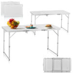 4ft Camping Folding Table, Aluminum Portable Picnic Table with Adjustable Height, 3 Fold Lightweight Outdoor Table for Indoor Travel Beach and Party - Image 24