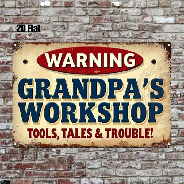 CIFbuy 1pc Grandpa's Workshop Metal Sign, 8x12 Inch Rustic Iron Wall Art, Vintage Garage Bar Decor, Nostalgic Tools Stories & Trouble H TikTok, TikTok, ge Garage Bar Decor Self-pickup Logiopics