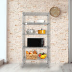 XM-304B Rectangle Carbon Steel Metal Assembly 5-Shelf Storage Rack Silver Gray - Image 36