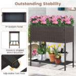 28" Elevated Raised Planter Box with Storage Shelf, Ergonomic Garden Bed for Patio Balcony Herb Vegetable - Brown - Image 6