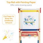 3-in-1 Kids Art Easel - Double-Sided Magnetic Board+Paper Roll, 26 Letter Magnets, Multicolor - Image 5