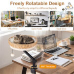 360° Rotatable Desktop Cat Bed Perch, 2-in-1 Workspace Cat Retreat with Jingling Ball (Natural + Black + White) - Image 4