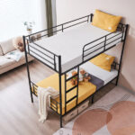 Same Code 12883671 Iron Bed Bunk Bed with Ladder for Kids Twin Size Black - Image 56