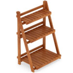 Acacia Wood 3-Tier Ladder Plant Stand, Foldable Indoor Outdoor Display Rack - Image 4