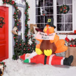 Replace 57412109 4.9 FT Lighted Christmas Inflatable Decoration, Inflatable Turkey Sitting on Santa Claus, Funny Blow Up Yard Decorations with Built-in LED Lights for Holiday Party Front Yard Lawn Garden Decor - Image 22