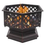 22" Hexagonal Shaped Iron Brazier Wood Burning Fire Pit Decoration for Backyard Poolside - Image 3