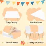 Kids Table and 2 Chairs Set, 3 Pieces Toddler Table and Chair Set, Wooden Activity Play Table Set (White) - Image 4