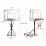 Adjustable Height Portable Basketball Hoop Stand 36.5-48.5 Inch Poolside System with Clear Backboard And Fillable Base for Whole Family - Blue Black Red - Image 3